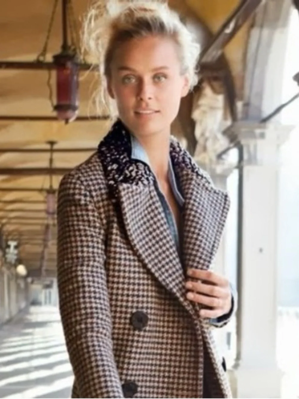 J. Crew Collection size 4 Brown Black embellished wool Houndstooth Blazer